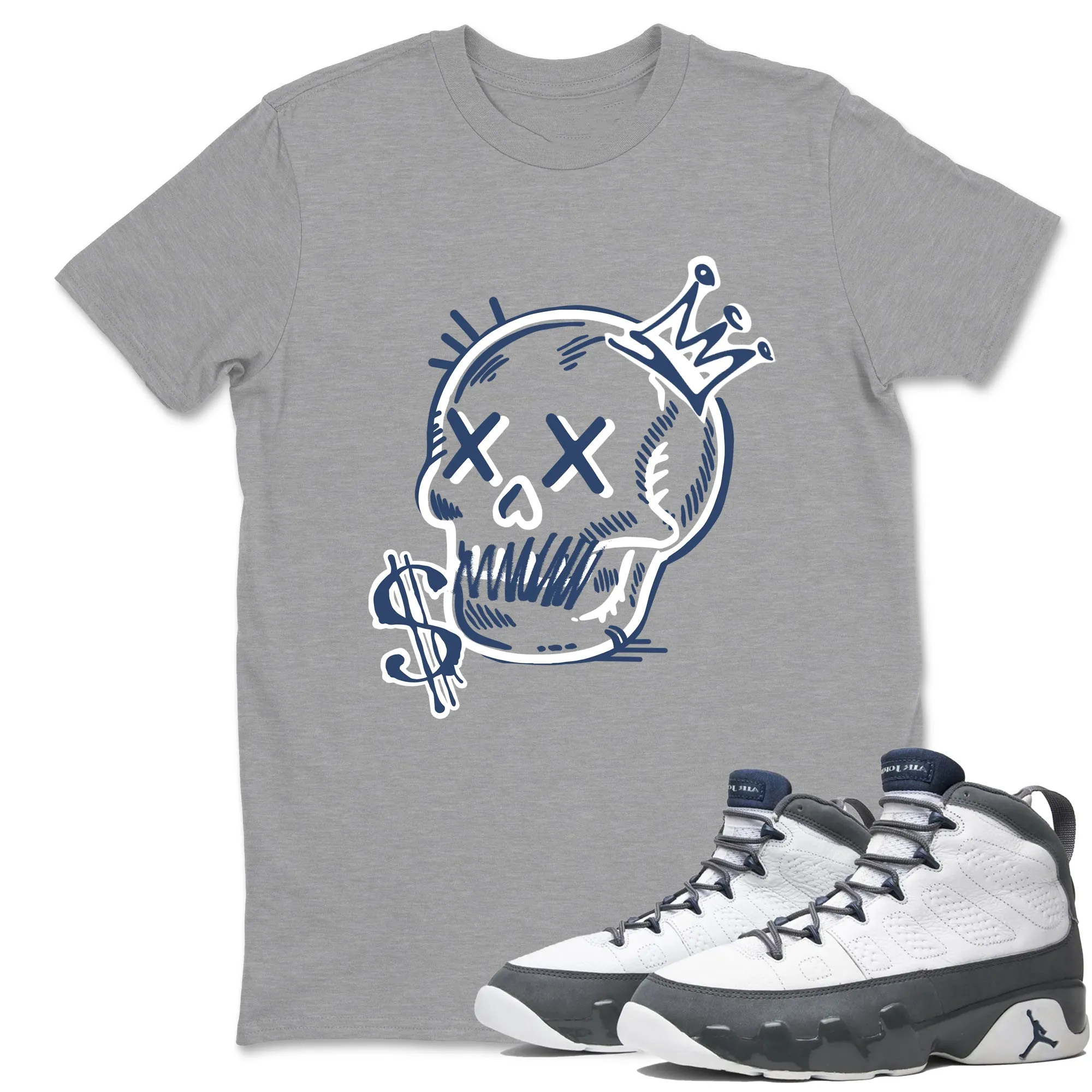 Neon Skull TEEWAVO Sneaker Tees - Air Jordan 9 Flint Grey
