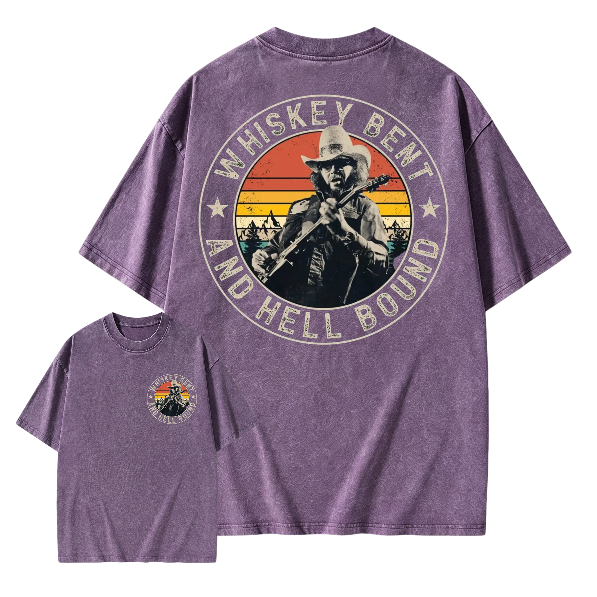 Vintage Country Music T-Shirt, Retro Outlaw Cowboy Graphic Washed T-shirt