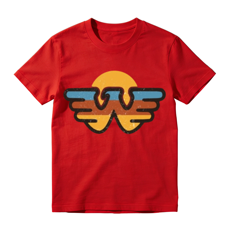 American Retro Wing W Sunset Print Casual T-shirt