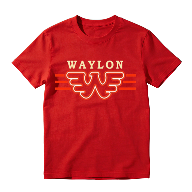 Neon Outline Wing W Symbol Stripe Letter Print Casual T-shirt