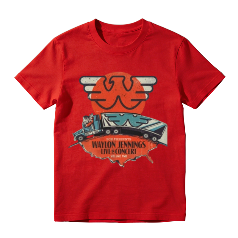 Vintage Sunset Truck Wing Logo Concert Slogan Print Casual T-shirt