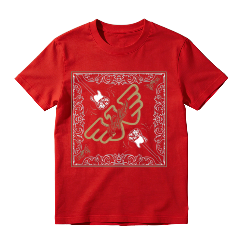 Square Vine Border Wing W Guitar Combo Print Casual T-shirt