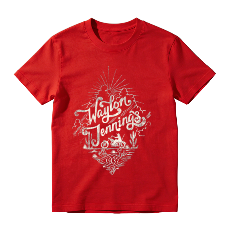 American Country Retro Desert Biker Distressed Graphic Crew Neck Tee