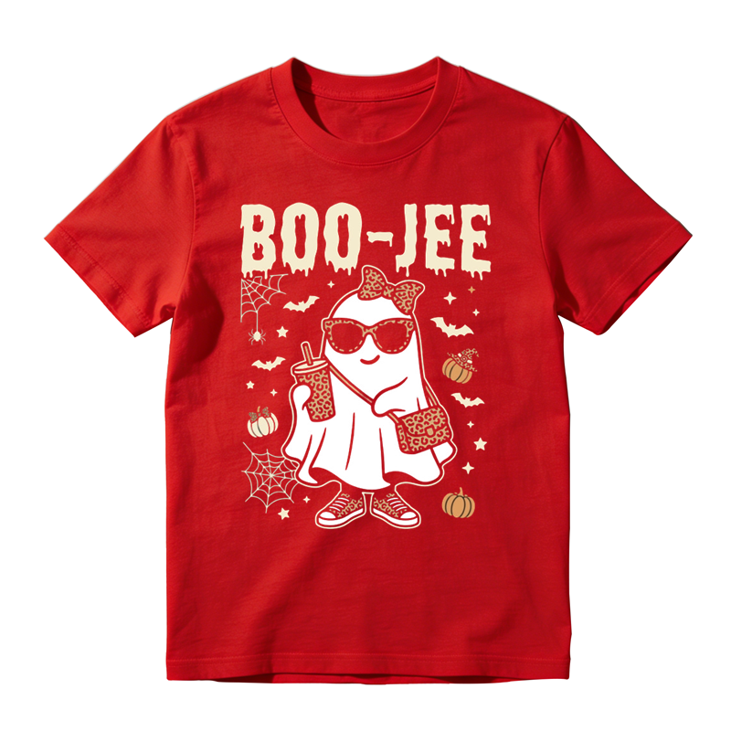 Boo Jee Leopard Ghost Sunglasses Iced Drink Graphic Tee Halloween Party Top