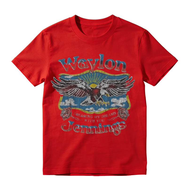 Vintage Distressed Eagle Rose Scenery Print Casual T-shirt