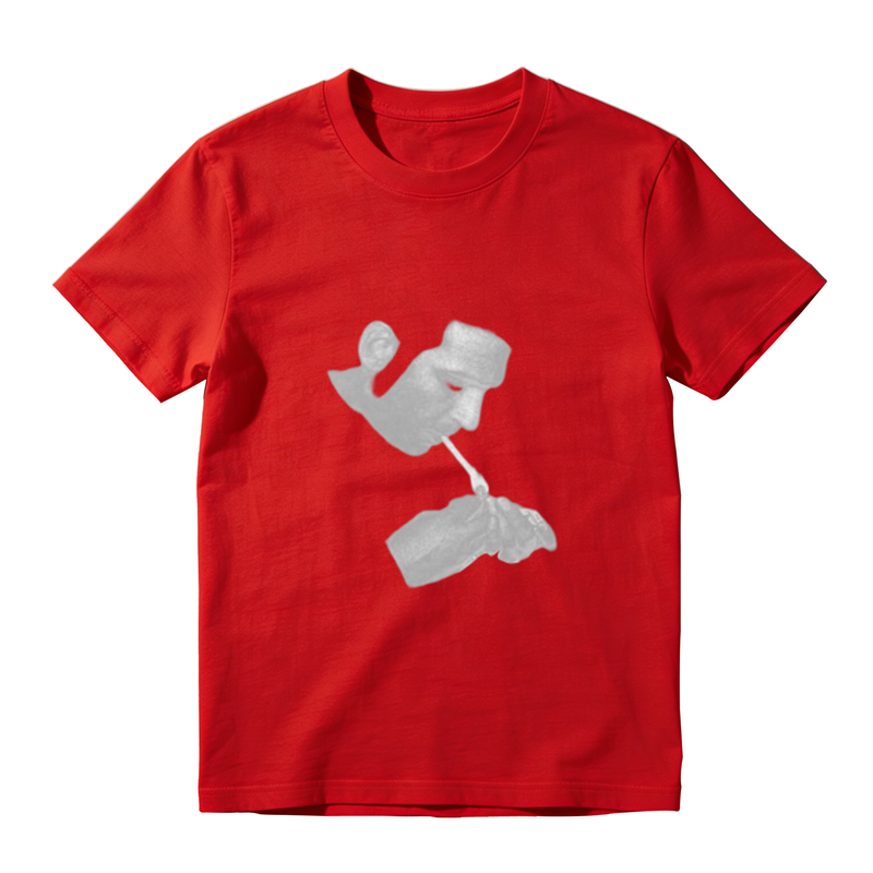Grayscale Retro Profile Portrait Simple Print Casual T-shirt