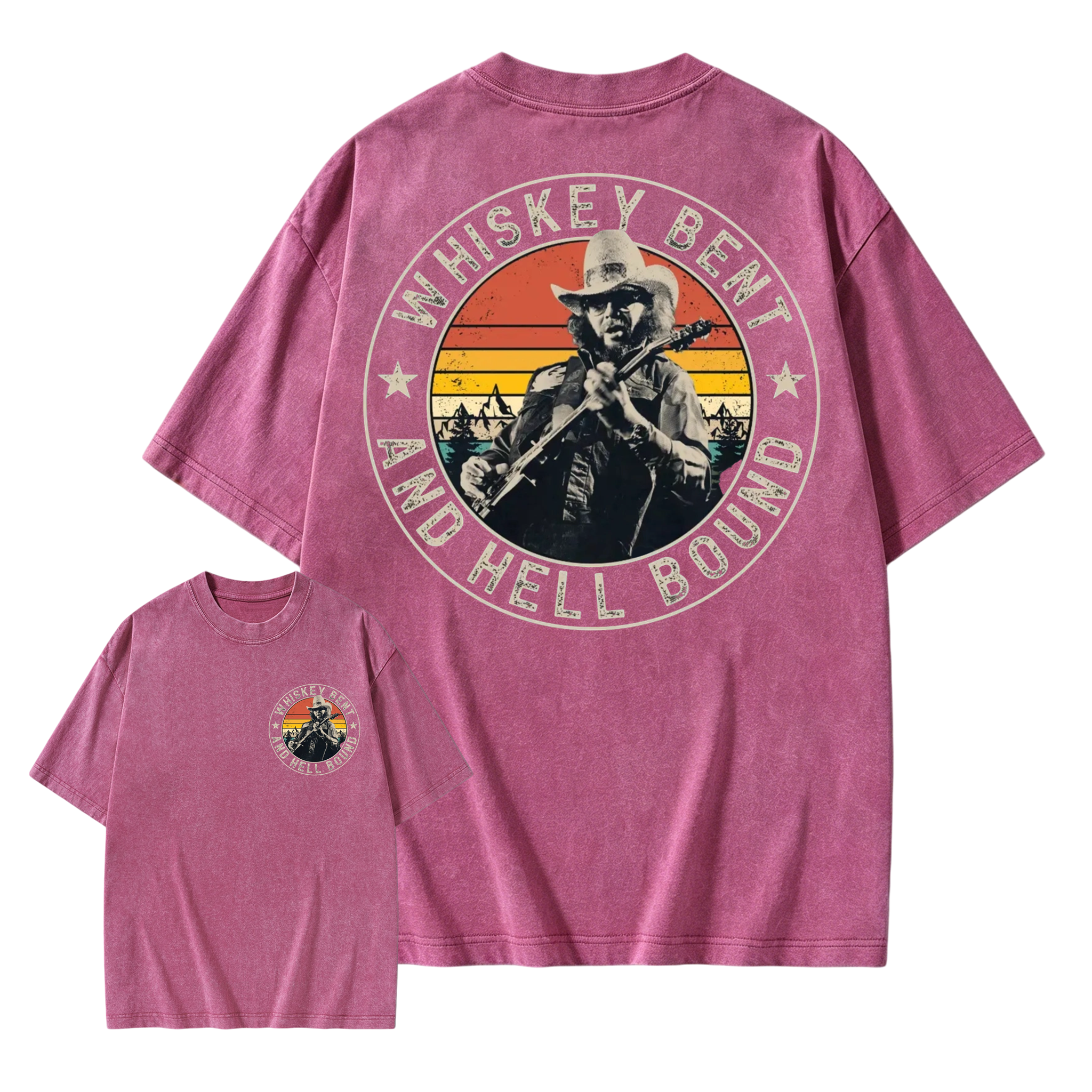 Vintage Country Music T-Shirt, Retro Outlaw Cowboy Graphic Washed T-shirt