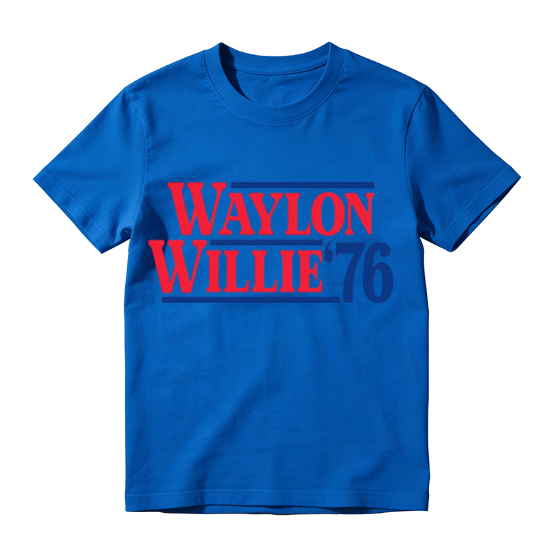 American Retro Red Blue Contrast Text Graphic Crew Neck Tee