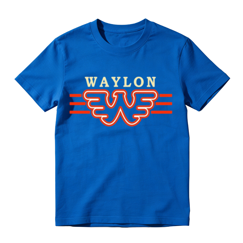 Neon Outline Wing W Symbol Stripe Letter Print Casual T-shirt