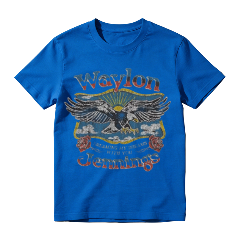 Vintage Distressed Eagle Rose Scenery Print Casual T-shirt