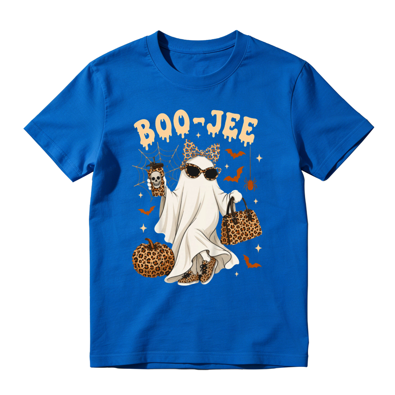 Leopard Pattern Ghost Pumpkin Spider Bat Graphic Tee Halloween Fashion Top