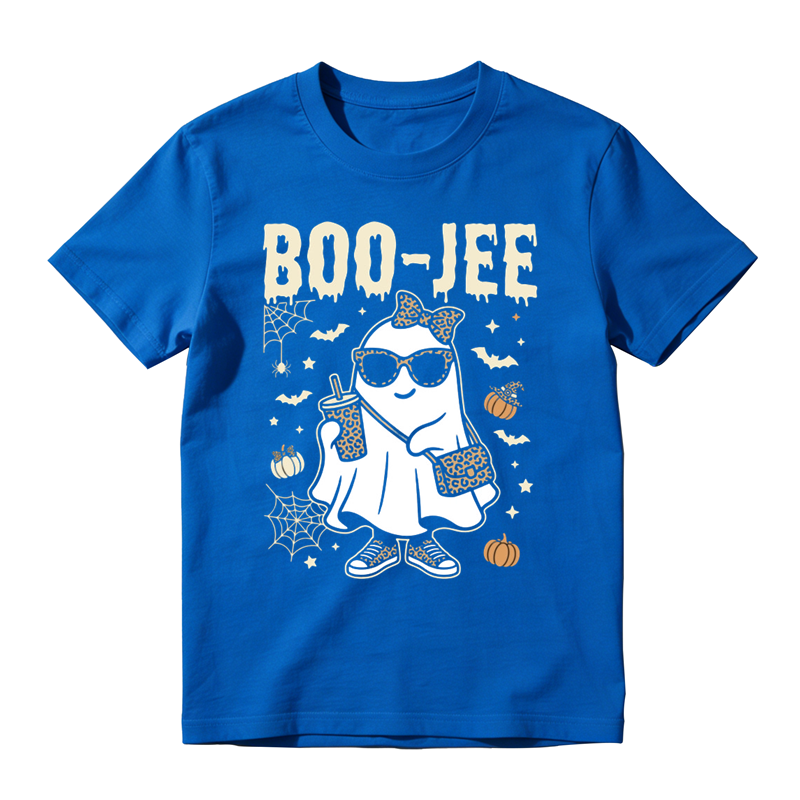 Boo Jee Leopard Ghost Sunglasses Iced Drink Graphic Tee Halloween Party Top