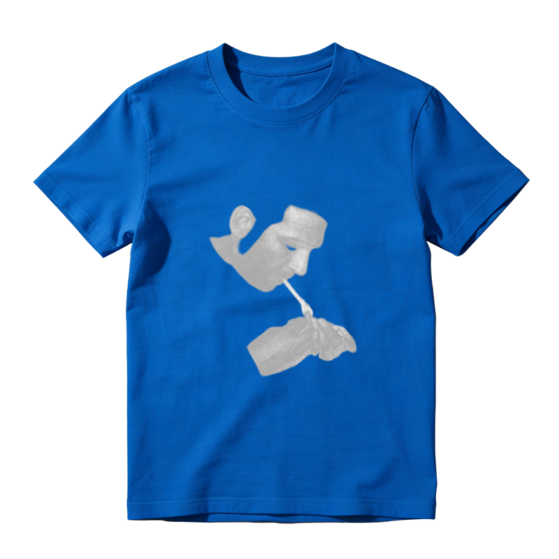 Grayscale Retro Profile Portrait Simple Print Casual T-shirt