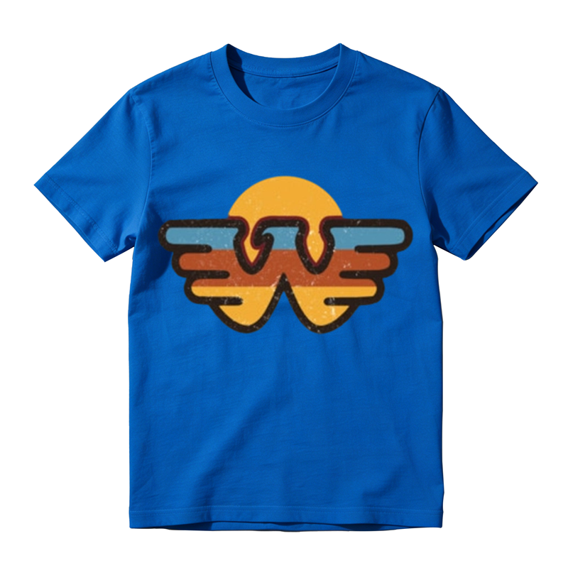 American Retro Wing W Sunset Print Casual T-shirt