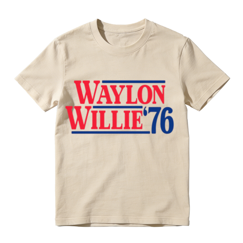 American Retro Red Blue Contrast Text Graphic Crew Neck Tee