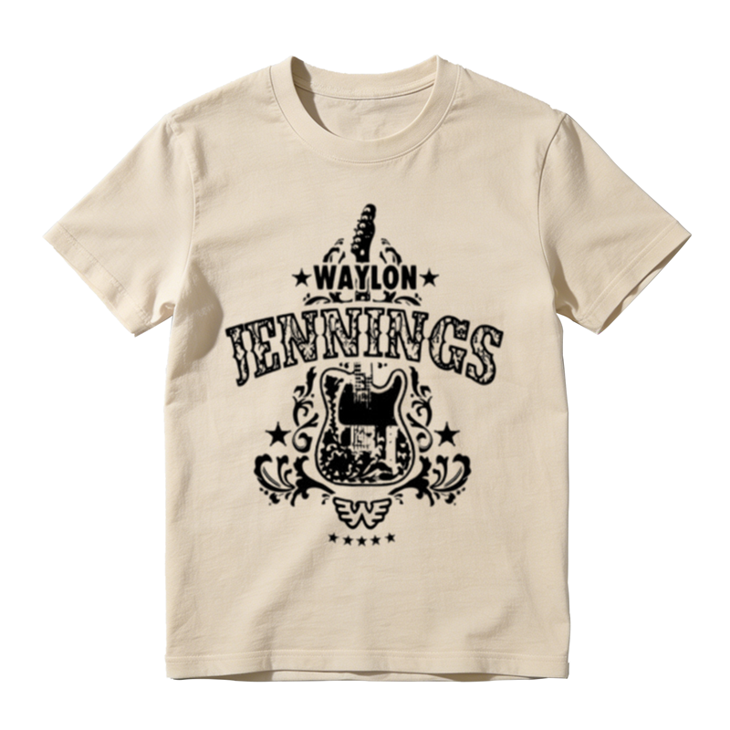 Western Retro Star Decor Guitar Script Letter Basic Tee