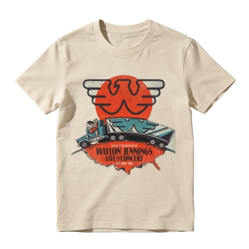 Vintage Sunset Truck Wing Logo Concert Slogan Print Casual T-shirt