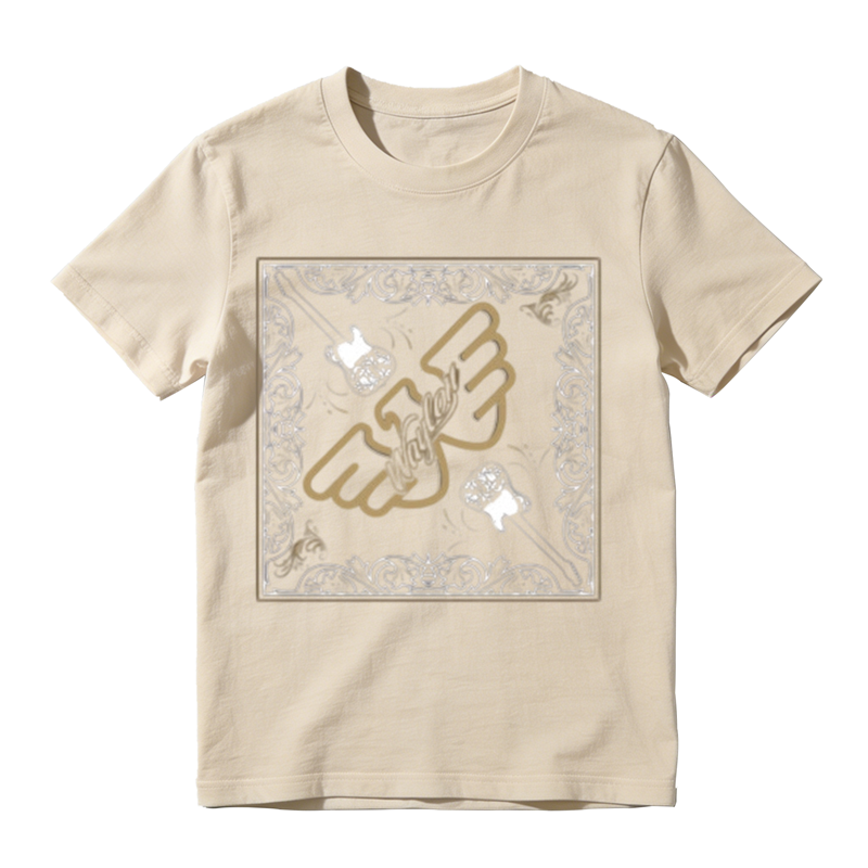 Square Vine Border Wing W Guitar Combo Print Casual T-shirt