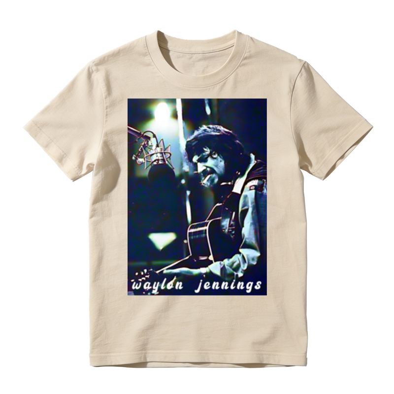 Vintage Studio Guitar Musician Film Portrait Hand Letter Print Casual T-shirt