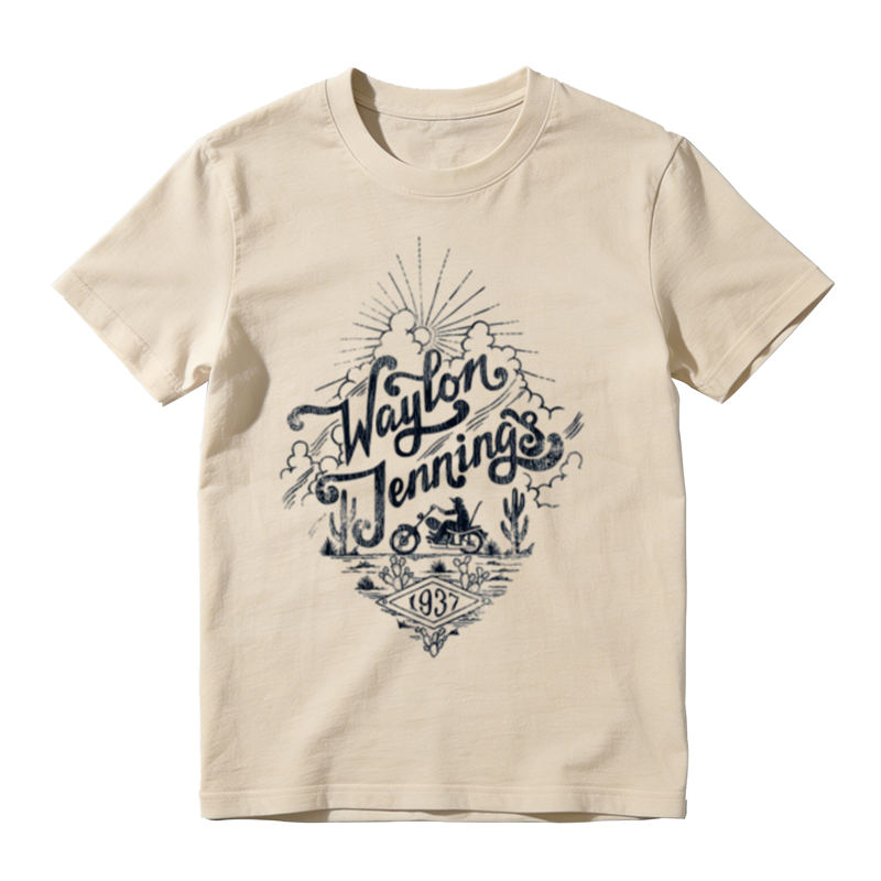 American Country Retro Desert Biker Distressed Graphic Crew Neck Tee