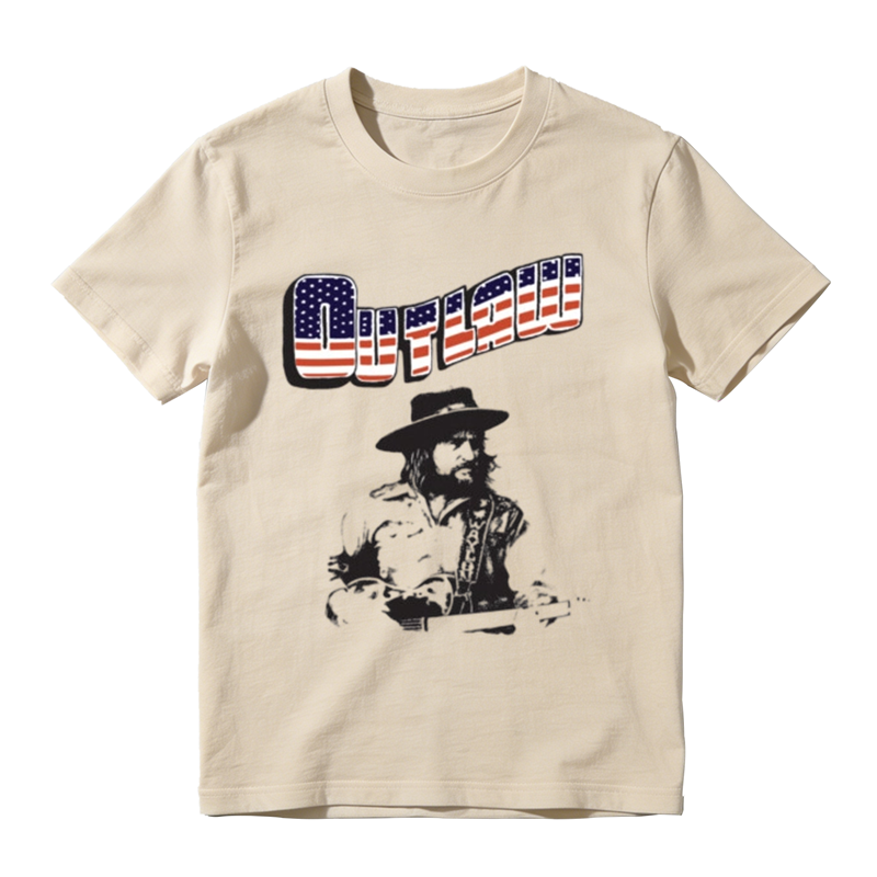 American Flag Letter Vintage Portrait Print Casual T-shirt
