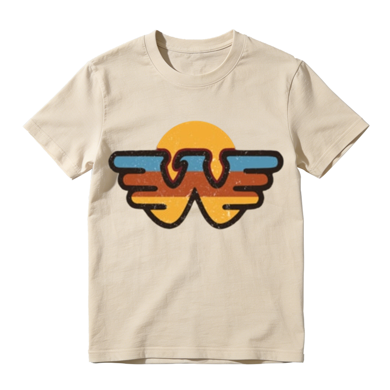 American Retro Wing W Sunset Print Casual T-shirt