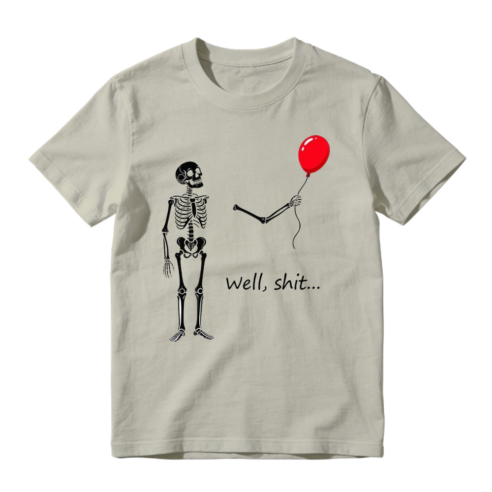 "Well, Shit..." Funny Skeleton Red Balloon Graphic T-Shirt