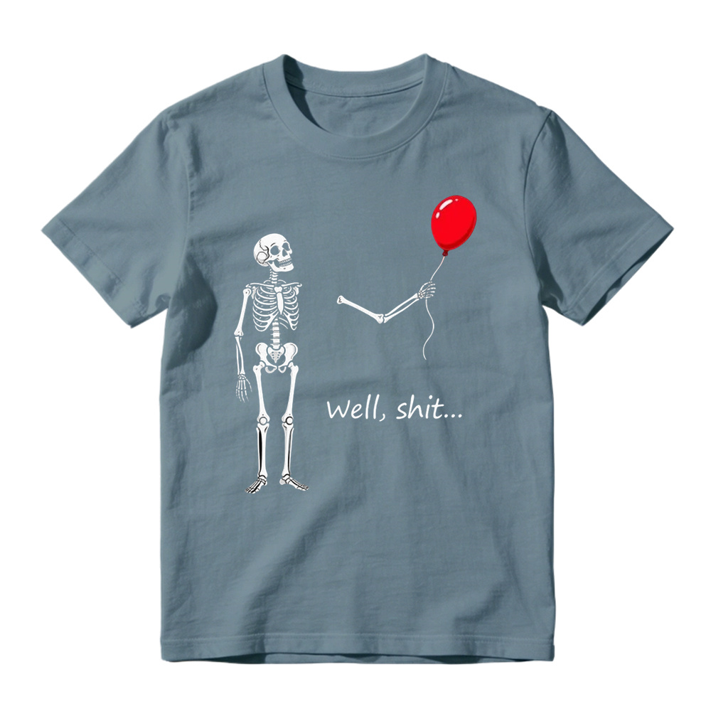 "Well, Shit..." Funny Skeleton Red Balloon Graphic T-Shirt