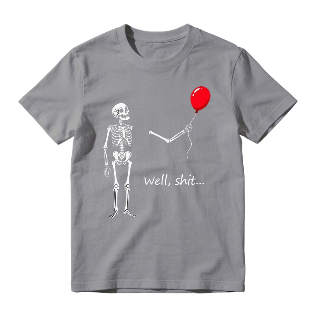 "Well, Shit..." Funny Skeleton Red Balloon Graphic T-Shirt