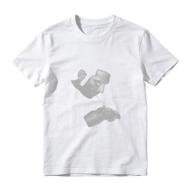 Grayscale Retro Profile Portrait Simple Print Casual T-shirt