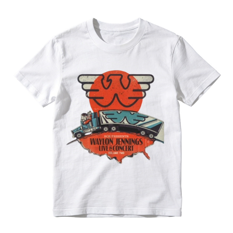 Vintage Sunset Truck Wing Logo Concert Slogan Print Casual T-shirt