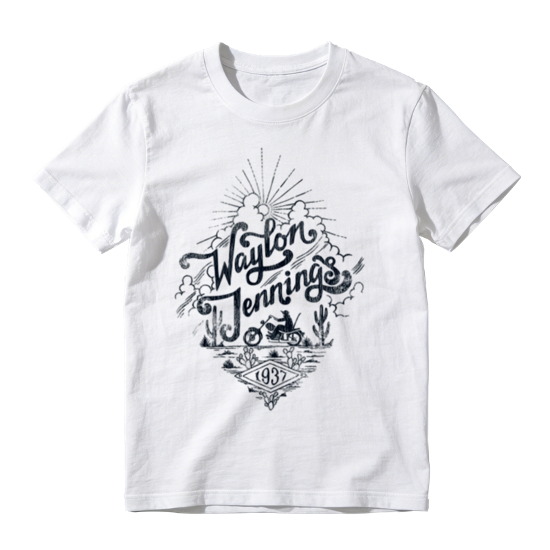 American Country Retro Desert Biker Distressed Graphic Crew Neck Tee