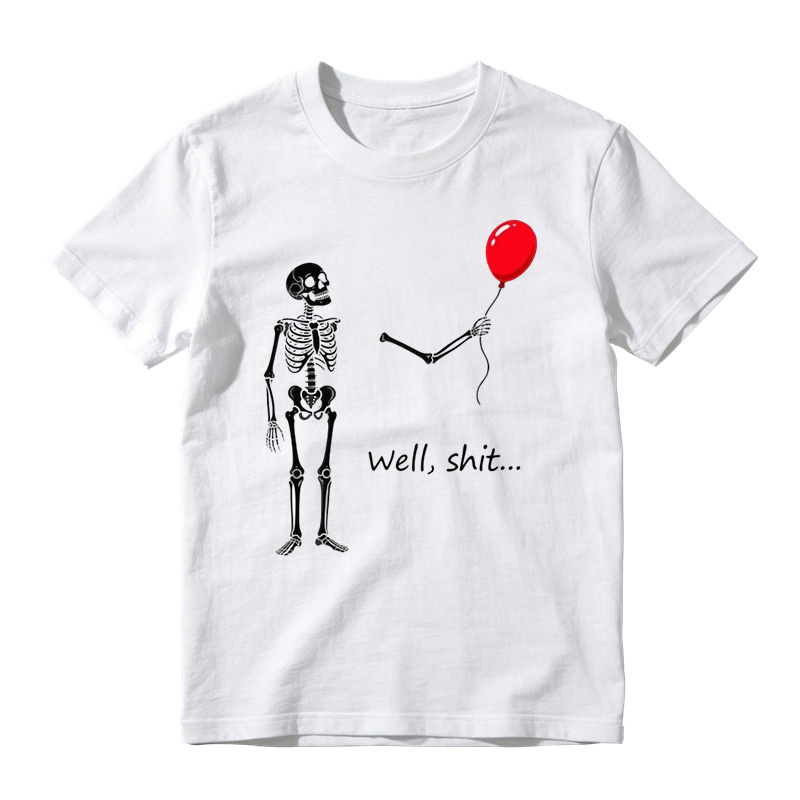 "Well, Shit..." Funny Skeleton Red Balloon Graphic T-Shirt