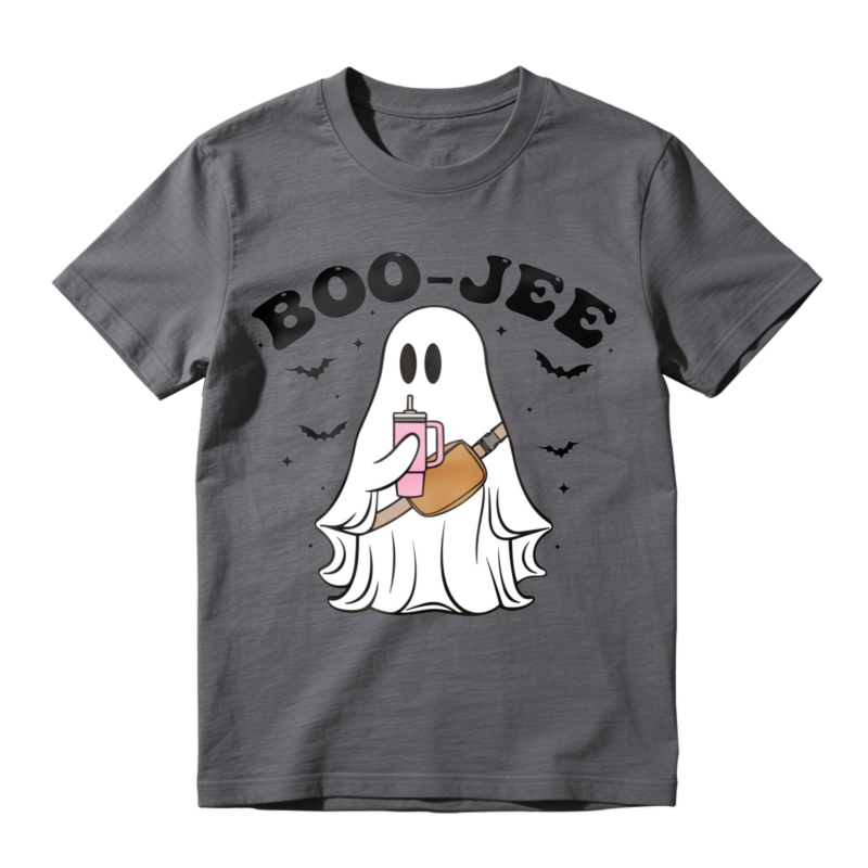 Cute Ghost Holding Bubble Tea Boo Jee Halloween Graphic T-shirt
