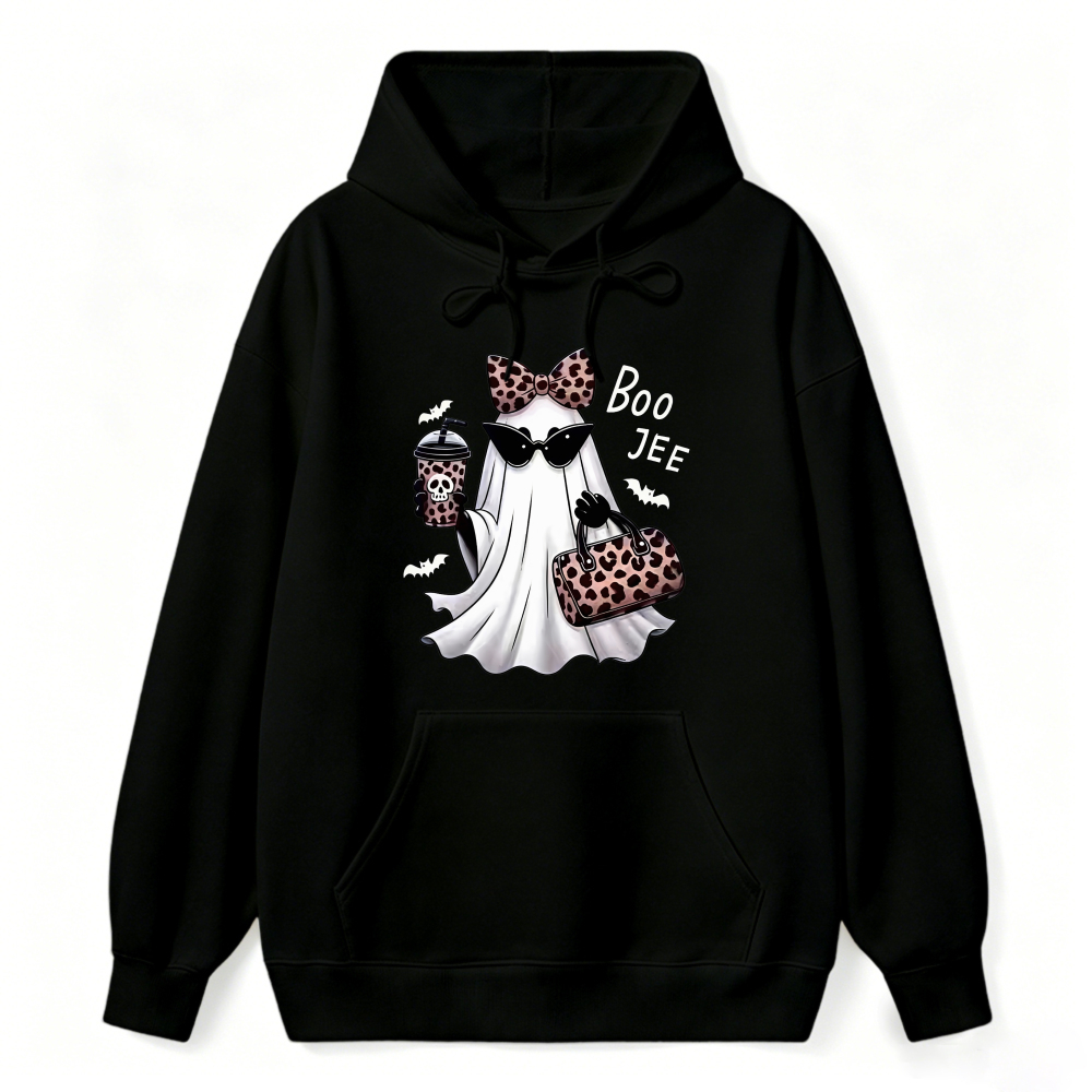 Leopard Bow Sunglasses Ghost Boo Jee Halloween Hoodie