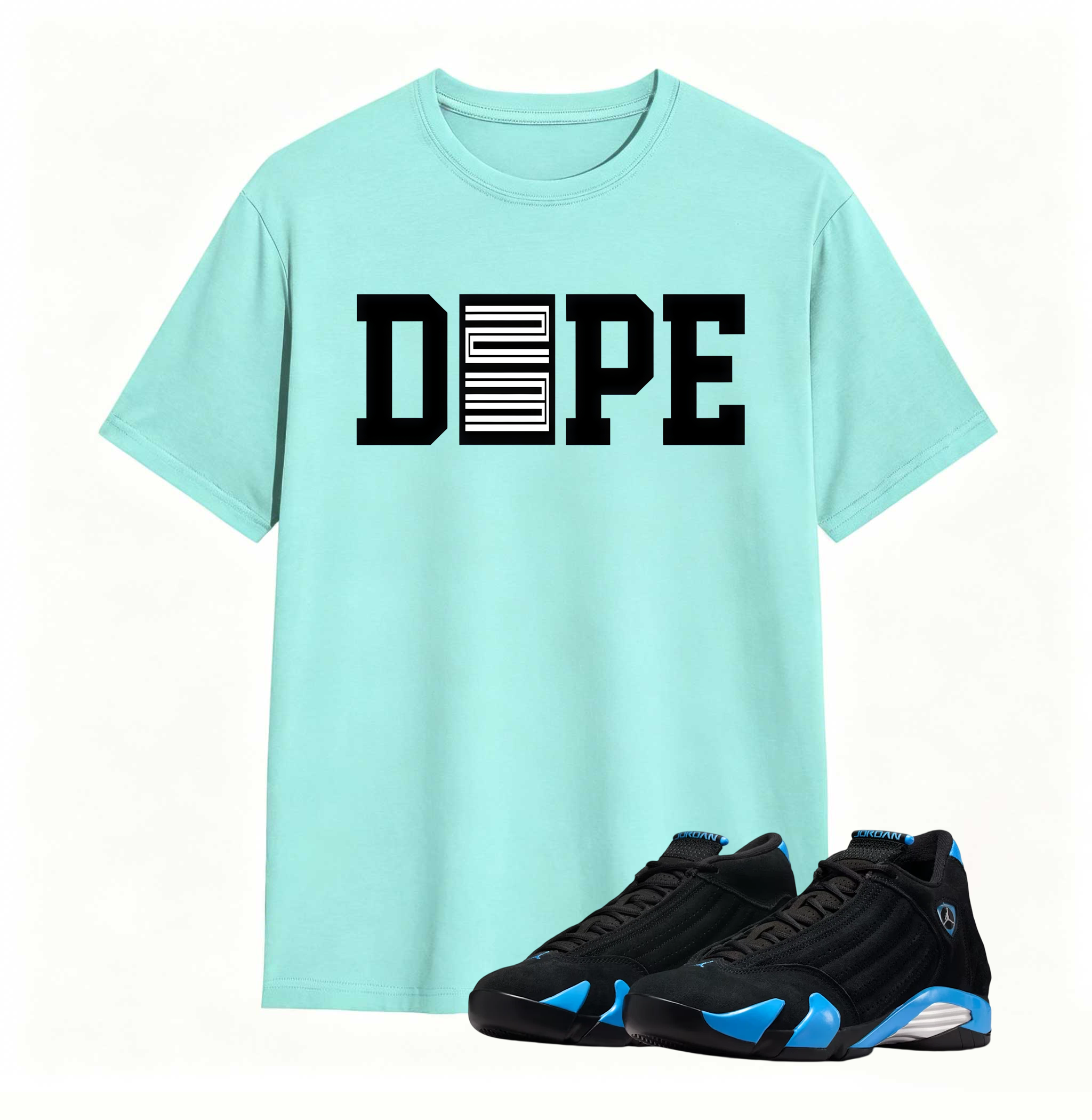 Dope 23  Sneaker Tees - Air Jordan 14 University Blue