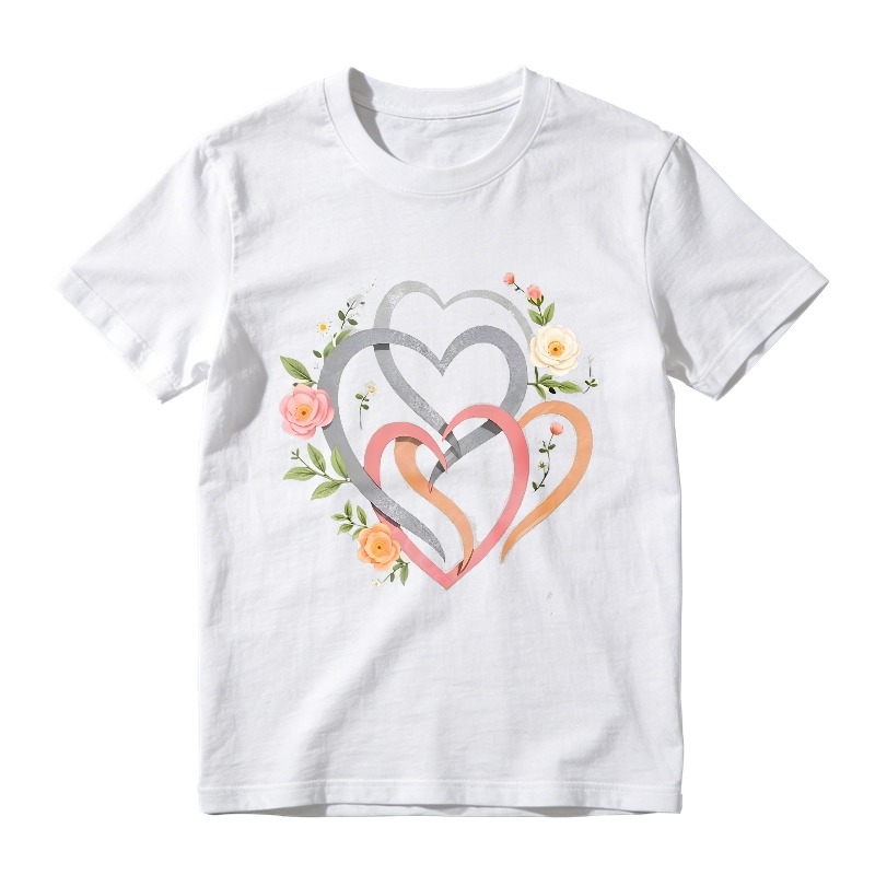 Interlocking Hearts With Flowers Unisex Classic T-shirt