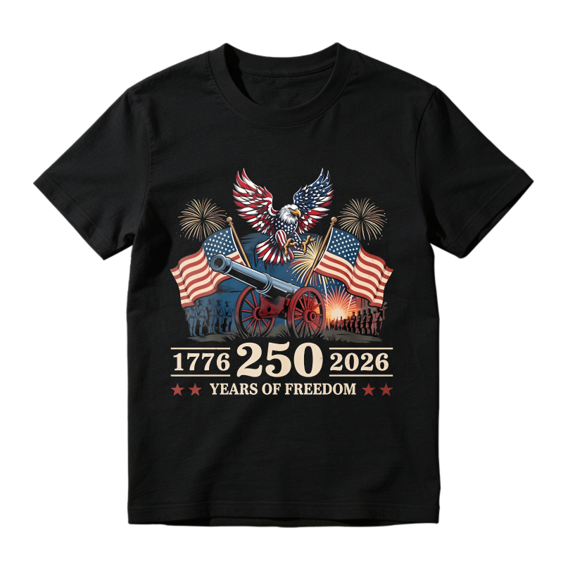 American Eagle Flag Cannon 1776 250 2026 Years Of Freedom Unisex Classic T-shirt