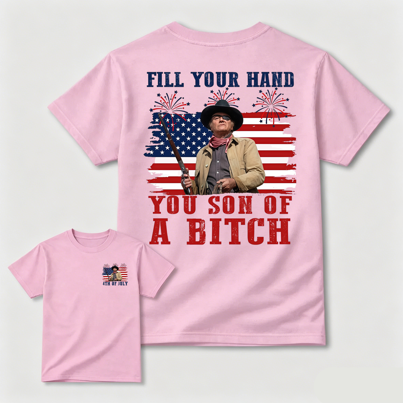 Funny Patriotic Cowboy Shirt for Men, Fill Your Hand USA Flag Graphic Tee, 4th of July Western Cowboy T-Shirt