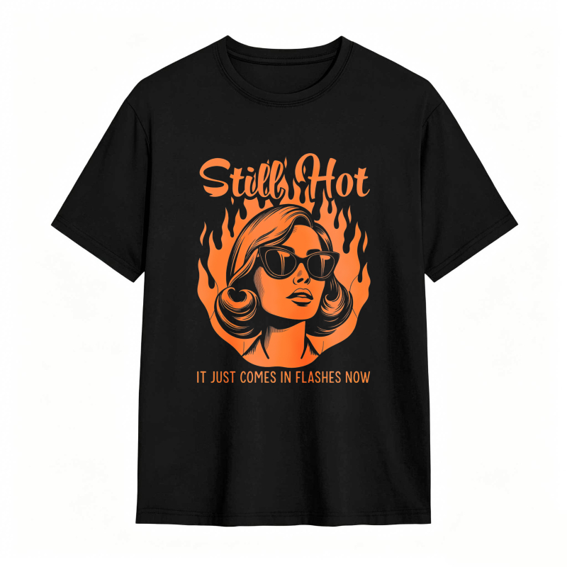 Still Hot Woman With Flames And Sunglasses Unisex Classic T-shirt