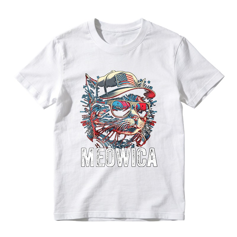 Cat With American Flag Hat And Sunglasses Meowica Unisex Classic T-shirt