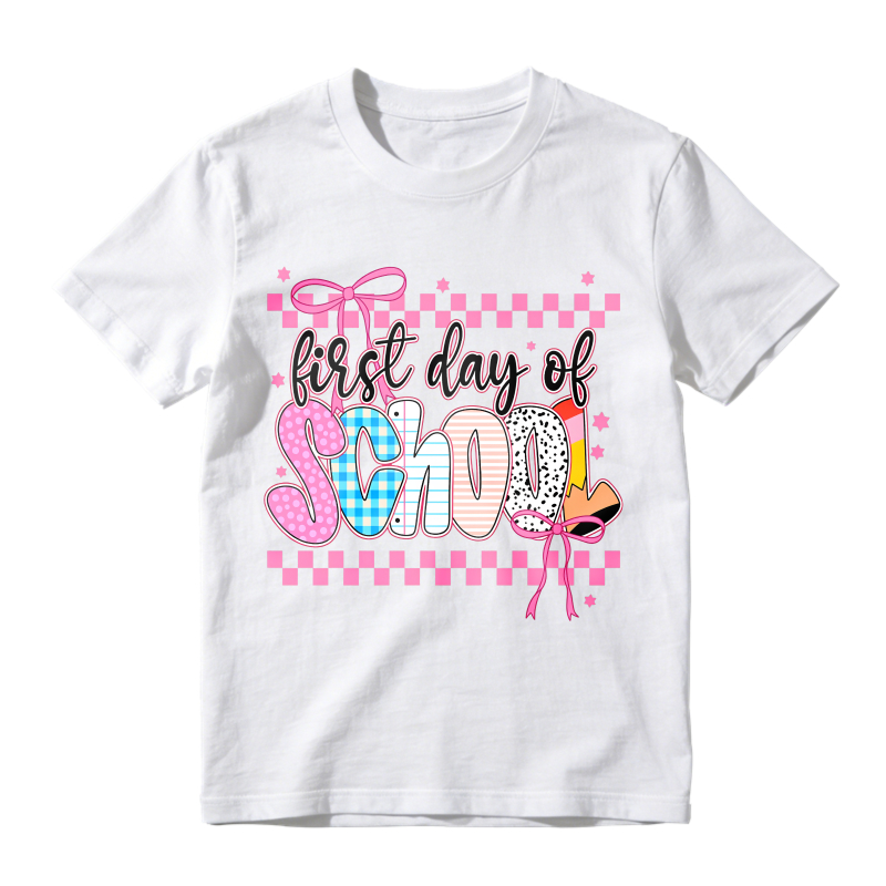 First Day Of School Pink Checkered Pattern Unisex Classic T-shirt