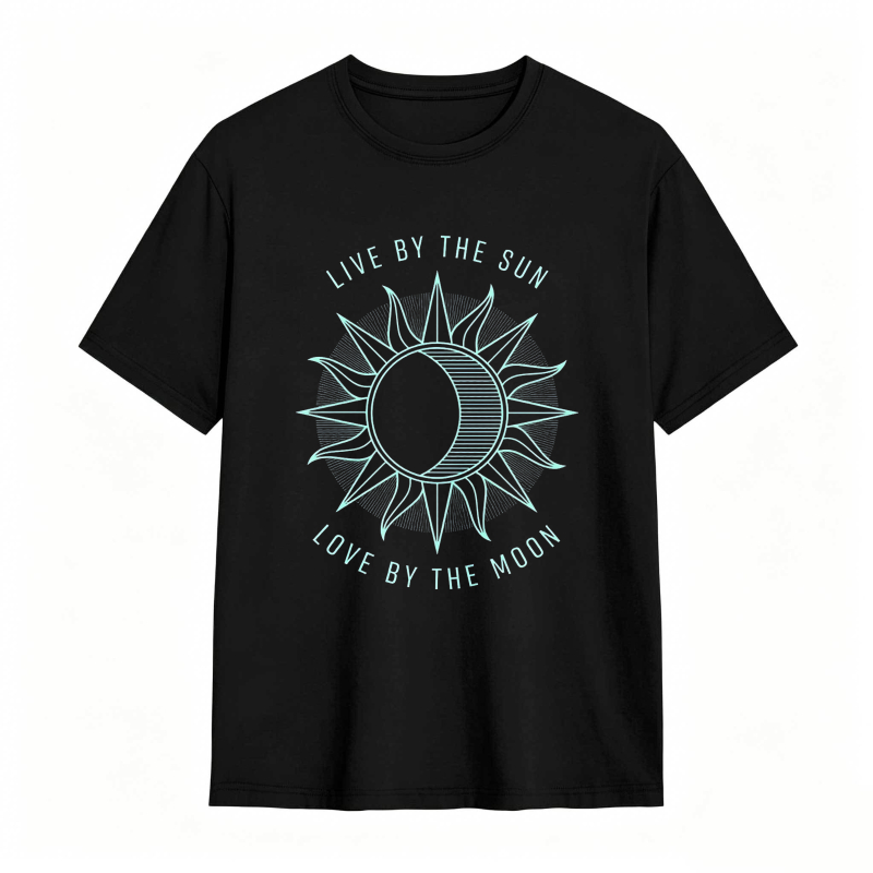 Sun And Moon Symbol With Live By The Sun Love By The Moon Text Unisex Classic T-shirt