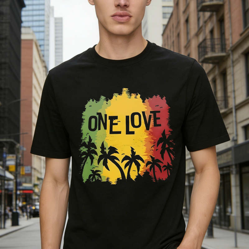 One Love Rasta Palm Tree Design Unisex Classic T-shirt