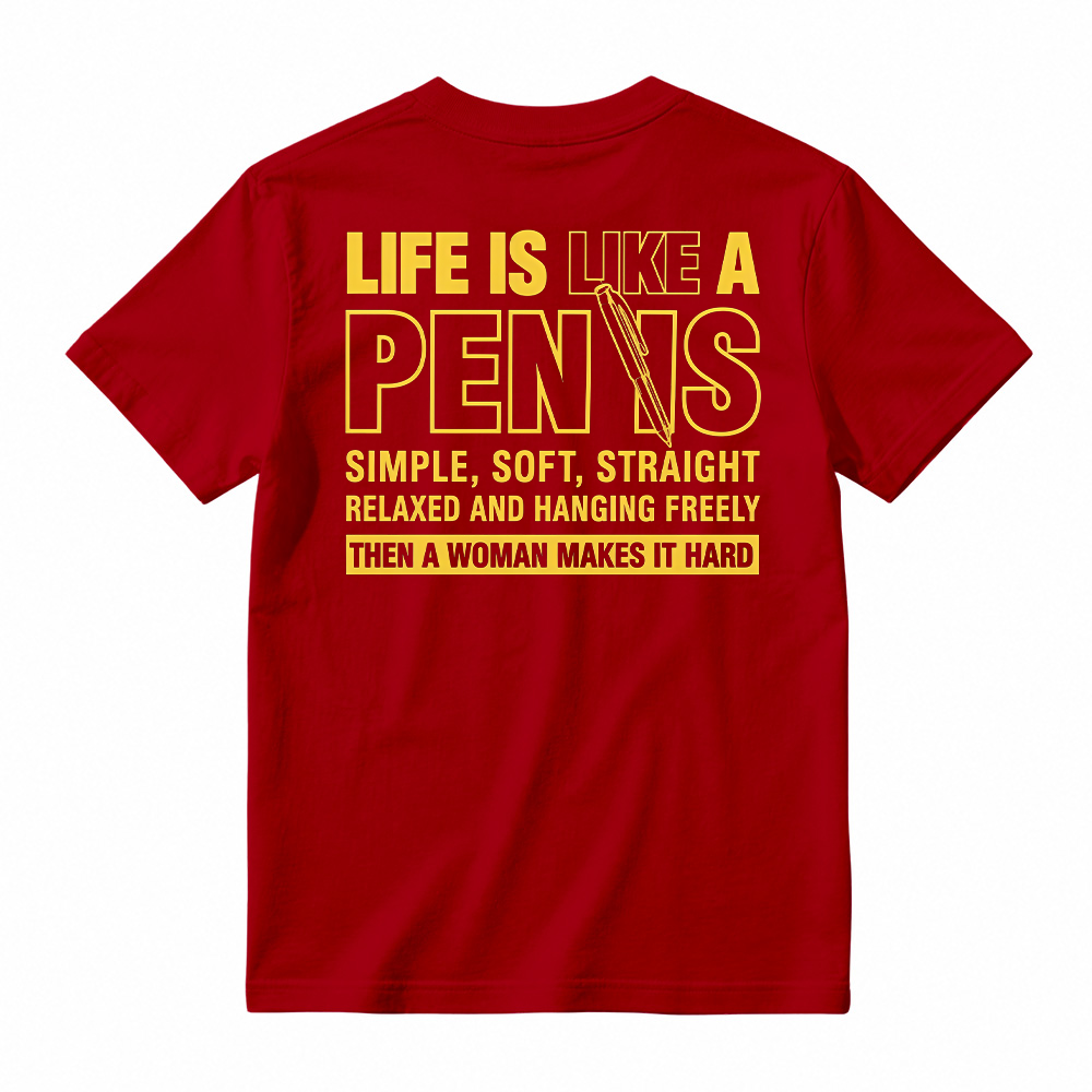 Funny Shirt, LIfe Is Like A Pen, Short Sleeve Printed Graphic Shirt, Daily Menswear