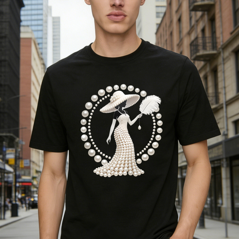 Pearl Lady With Hat And Fan Unisex Classic T-shirt