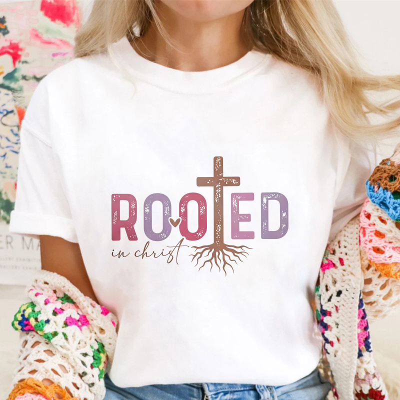 Rooted In Christ Cross With Roots Design Unisex Classic T-shirt