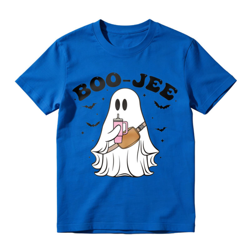 Cute Ghost Holding Bubble Tea Boo Jee Halloween Graphic T-shirt