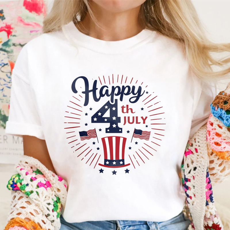 Happy 4th July American Flag Patriotic Design Unisex Classic T-shirt