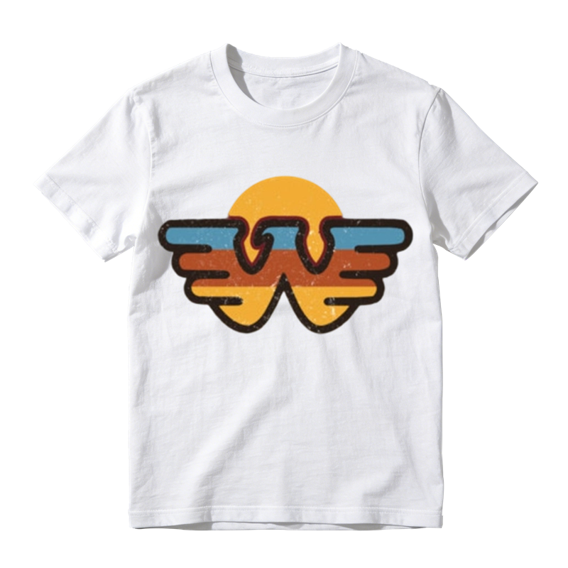 American Retro Wing W Sunset Print Casual T-shirt